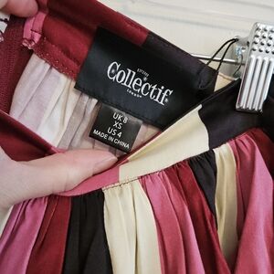NWT Collectif Red, Pink, and Cream Midi Skirt